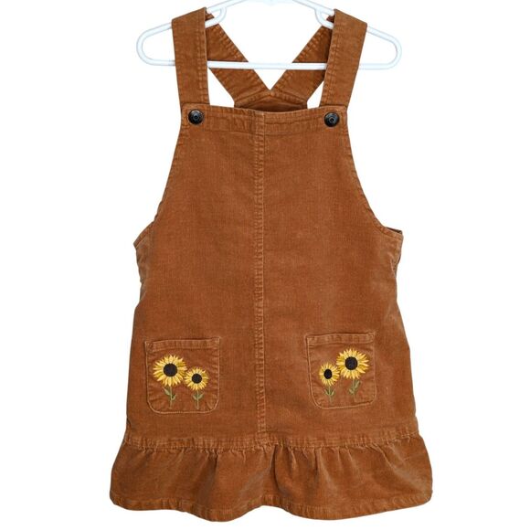 Gymboree Girls Sz 6 Sunflower Corduroy Jumper Autumn Harvest Sunflowers Boho - Picture 1 of 9